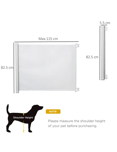 PawHut Retractable Stair Gate,  Dog Pet Barrier, for Doorway, Staircase, Hallway - White