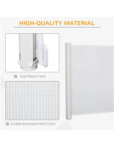 PawHut Retractable Stair Gate,  Dog Pet Barrier, for Doorway, Staircase, Hallway - White