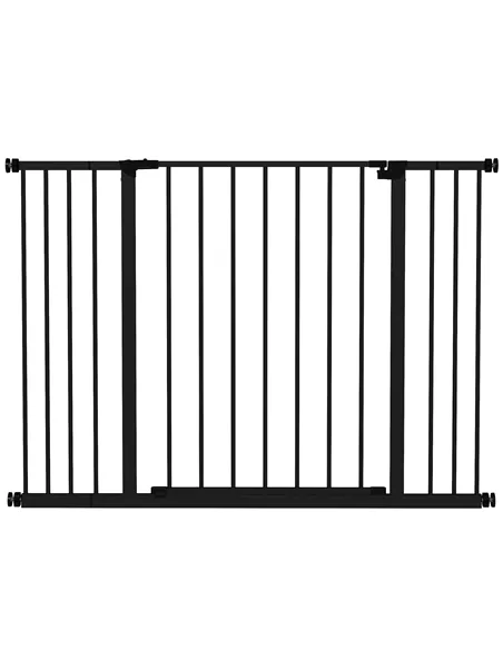 PawHut Dog Gate Pet Safety Gate Stair Barrier Pressure Fit Adjustable 76-82/86-97/101-107 cm, Black