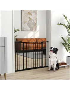 PawHut Dog Gate Pet Safety Gate Stair Barrier Pressure Fit Adjustable 76-82/86-97/101-107 cm, Black 2