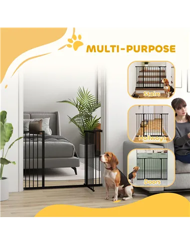 PawHut Dog Gate Pet Safety Gate Stair Barrier Pressure Fit Adjustable 76-82/86-97/101-107 cm, Black