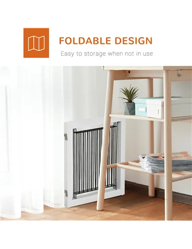 PawHut Foldable Pet Gate, with Three Panels & Two Support Feet - White