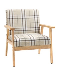 HOMCOM Modern One Seater Sofa for Living Room, Linen Fabric Small Couch with Rubber Wood Frame, Armrests, Lattice Pattern, Uphol