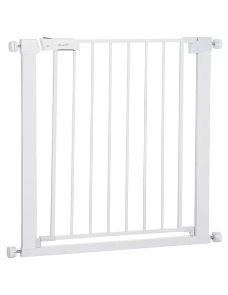 PawHut Adjustable Pet Safety Gate Dog Barrier Home Fence Room Divider Stair Guard Mounting White (76 H x 75-82W cm)