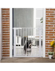 PawHut Adjustable Pet Safety Gate Dog Barrier Home Fence Room Divider Stair Guard Mounting White (76 H x 75-82W cm) 2