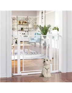 PawHut Pet Safety Gate, for Doorways, Staircases, Hallways, with Extensions Kit, 75-103cm - White 2