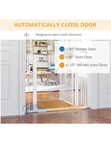 PawHut Pet Safety Gate, for Doorways, Staircases, Hallways, with Extensions Kit, 75-103cm - White