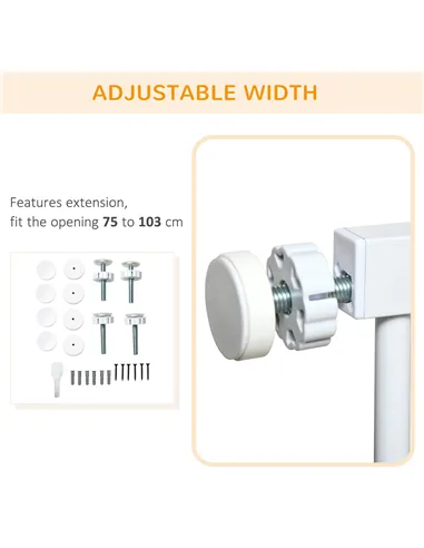 PawHut Pet Safety Gate, for Doorways, Staircases, Hallways, with Extensions Kit, 75-103cm - White