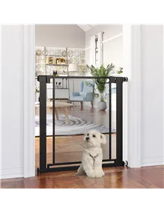 PawHut Dog Safety Gate, for Hallways, Staircases, Doors w/ Automatic Closing Door - Black 2