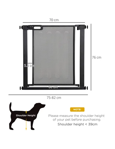 PawHut Dog Safety Gate, for Hallways, Staircases, Doors w/ Automatic Closing Door - Black