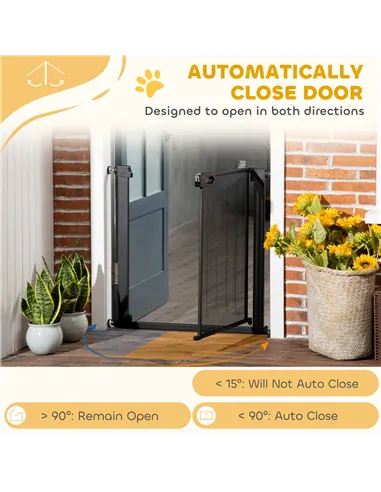 PawHut Dog Safety Gate, for Hallways, Staircases, Doors w/ Automatic Closing Door - Black