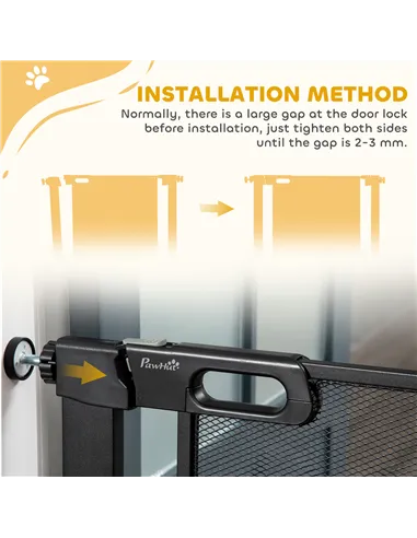 PawHut Dog Safety Gate, for Hallways, Staircases, Doors w/ Automatic Closing Door - Black