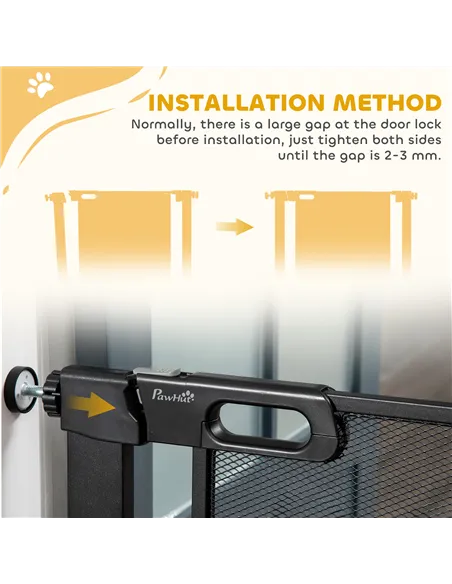 PawHut Dog Safety Gate, for Hallways, Staircases, Doors w/ Automatic Closing Door - Black