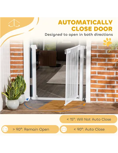 PawHut Pet Safety Gate, for Doorways, Staircases, Hallways, with 75-82cm Adjustable Width - White
