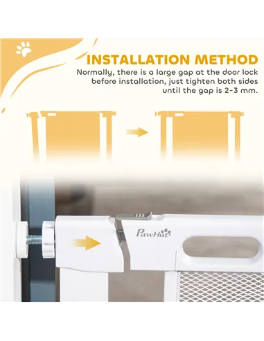 PawHut Pet Safety Gate, for Doorways, Staircases, Hallways, with 75-82cm Adjustable Width - White
