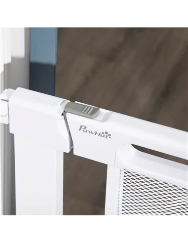 PawHut Pet Safety Gate, for Doorways, Staircases, Hallways, with 75-82cm Adjustable Width - White
