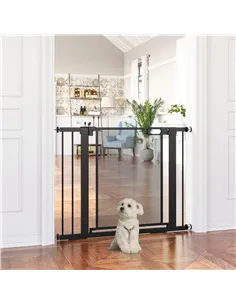 PawHut Pressure Fit Safety Gate, for Staircases, Hallways, Doorways w/ Extensions Kit, 75-103CM Adjustable Width - Black 2