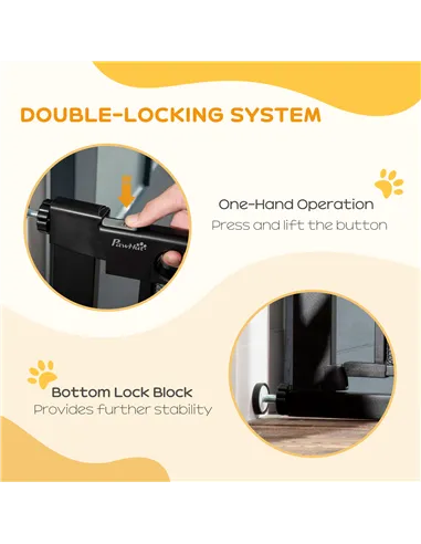 PawHut Pressure Fit Safety Gate, for Staircases, Hallways, Doorways w/ Extensions Kit, 75-103CM Adjustable Width - Black