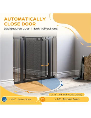 PawHut Pressure Fit Safety Gate, for Staircases, Hallways, Doorways w/ Extensions Kit, 75-103CM Adjustable Width - Black