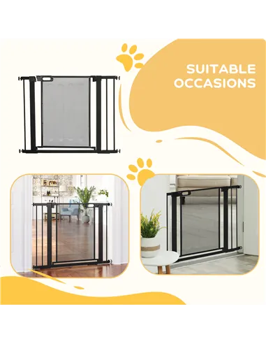 PawHut Pressure Fit Safety Gate, for Staircases, Hallways, Doorways w/ Extensions Kit, 75-103CM Adjustable Width - Black