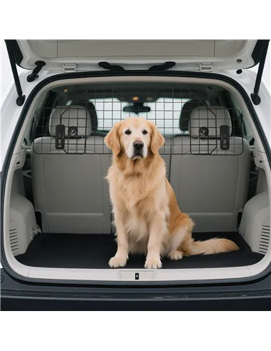 PawHut Dog Guard for Cars Adjustable Boot Barrier Metal Mesh Pet Headrest, 90-120W x 40.5H cm