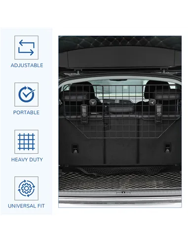 PawHut Dog Guard for Cars Adjustable Boot Barrier Metal Mesh Pet Headrest, 90-120W x 40.5H cm