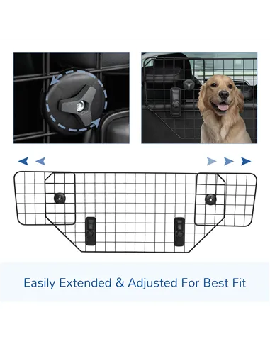 PawHut Dog Guard for Cars Adjustable Boot Barrier Metal Mesh Pet Headrest, 90-120W x 40.5H cm
