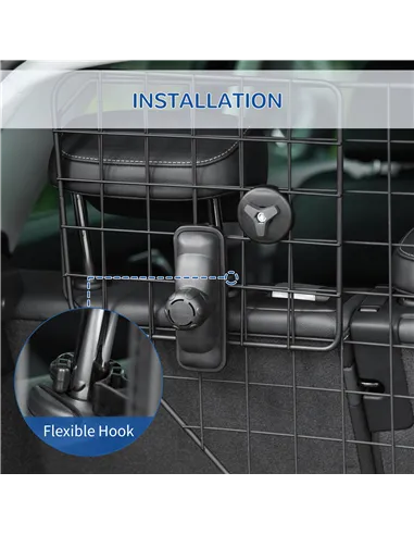 PawHut Dog Guard for Cars Adjustable Boot Barrier Metal Mesh Pet Headrest, 90-120W x 40.5H cm