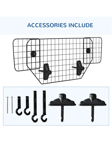 PawHut Dog Guard for Cars Adjustable Boot Barrier Metal Mesh Pet Headrest, 90-120W x 40.5H cm
