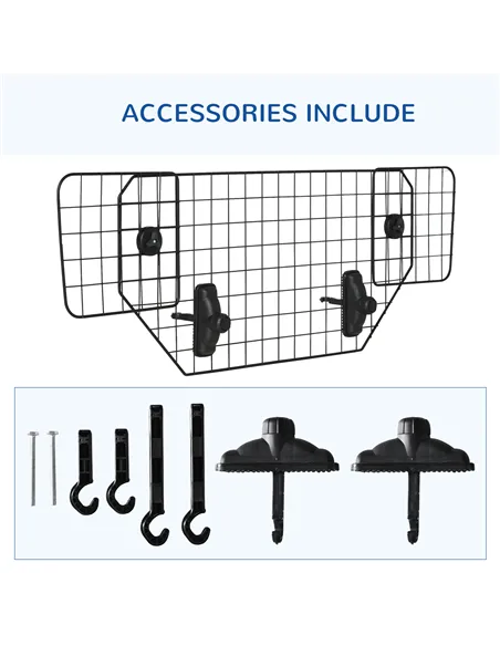 PawHut Dog Guard for Cars Adjustable Boot Barrier Metal Mesh Pet Headrest, 90-120W x 40.5H cm