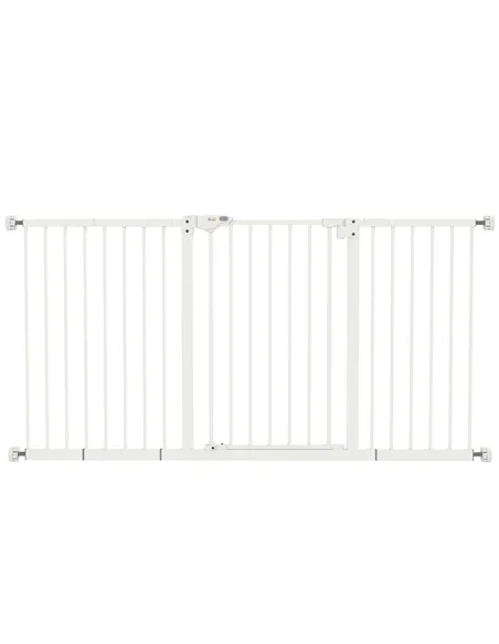 PawHut Adjustable Safety Gate w/ Three Extensions, Four Adjustable Screws, White