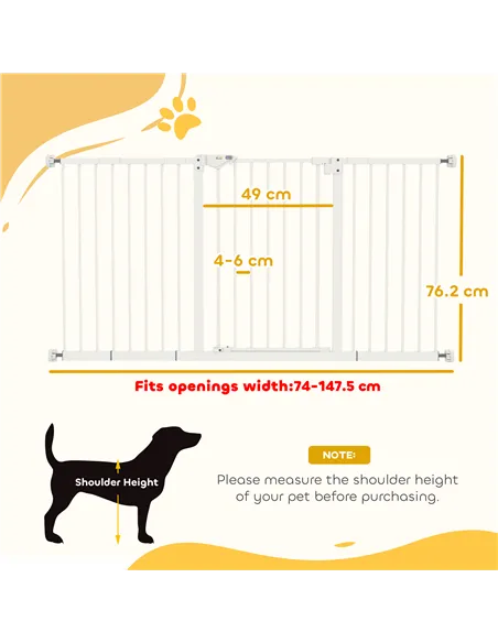 PawHut Adjustable Safety Gate w/ Three Extensions, Four Adjustable Screws, White