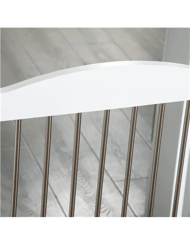 PawHut Foldable Dog Gate, Freestanding Pet Gate, with Two Support Feet, for Staircases, Hallways, Doorways - White