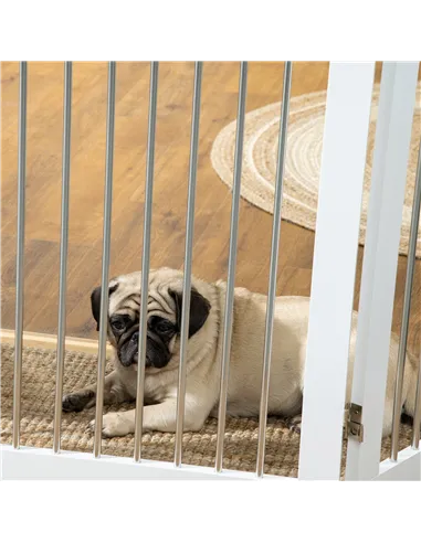 PawHut Foldable Dog Gate, Freestanding Pet Gate, with Two Support Feet, for Staircases, Hallways, Doorways - White