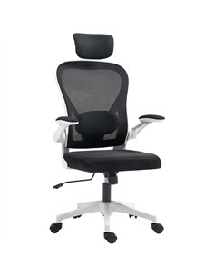 HOMCOM Executive Office Chair, Ergonomic Mesh High Back Desk Chair with Flip-up Armrest, Rotatable Headrest, Adjustable Lumbar S