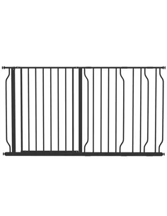 PawHut Extra Wide Dog Safety Gate, with Door Pressure, for Doorways, Hallways, Staircases - Black