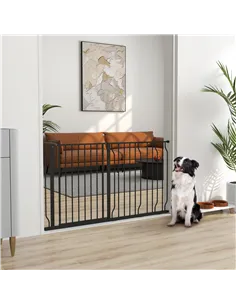 PawHut Extra Wide Dog Safety Gate, with Door Pressure, for Doorways, Hallways, Staircases - Black 2