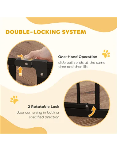 PawHut Extra Wide Dog Safety Gate, with Door Pressure, for Doorways, Hallways, Staircases - Black
