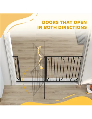 PawHut Extra Wide Dog Safety Gate, with Door Pressure, for Doorways, Hallways, Staircases - Black