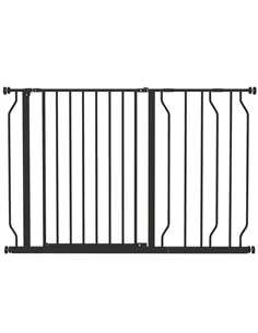 PawHut Wide Dog Safety Gate, with Door Pressure, for Doorways, Hallways, Staircases - Black