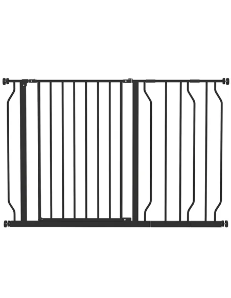 PawHut Wide Dog Safety Gate, with Door Pressure, for Doorways, Hallways, Staircases - Black