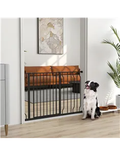 PawHut Wide Dog Safety Gate, with Door Pressure, for Doorways, Hallways, Staircases - Black 2