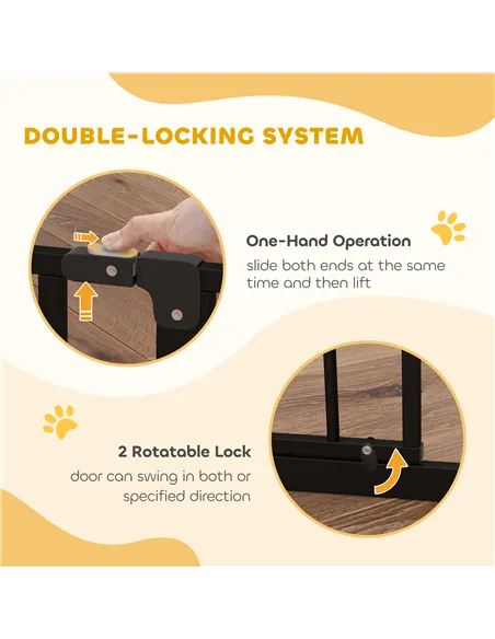PawHut Wide Dog Safety Gate, with Door Pressure, for Doorways, Hallways, Staircases - Black