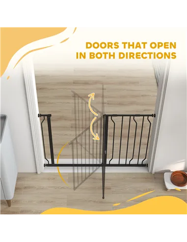 PawHut Wide Dog Safety Gate, with Door Pressure, for Doorways, Hallways, Staircases - Black