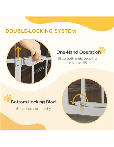 PawHut Extra Tall Pet Gate, Indoor Dog Safety Gate, with Cat Flap, Auto Close, 74-80cm Wide - White