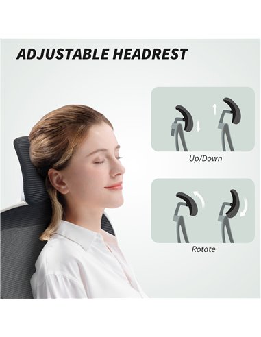 HOMCOM Executive Office Chair, Ergonomic Mesh High Back Desk Chair with Flip-up Armrest, Rotatable Headrest, Adjustable Lumbar S