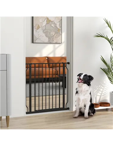 PawHut Extra Wide Dog Safety Gate, with Door Pressure, for Doorways, Hallways, Staircases - Black