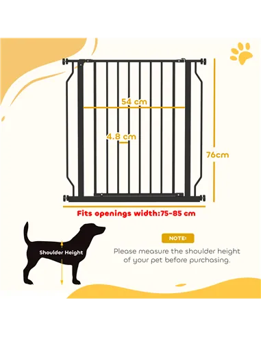 PawHut Extra Wide Dog Safety Gate, with Door Pressure, for Doorways, Hallways, Staircases - Black