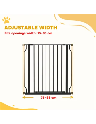 PawHut Extra Wide Dog Safety Gate, with Door Pressure, for Doorways, Hallways, Staircases - Black
