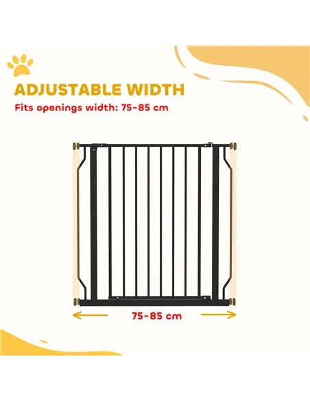 PawHut Extra Wide Dog Safety Gate, with Door Pressure, for Doorways, Hallways, Staircases - Black